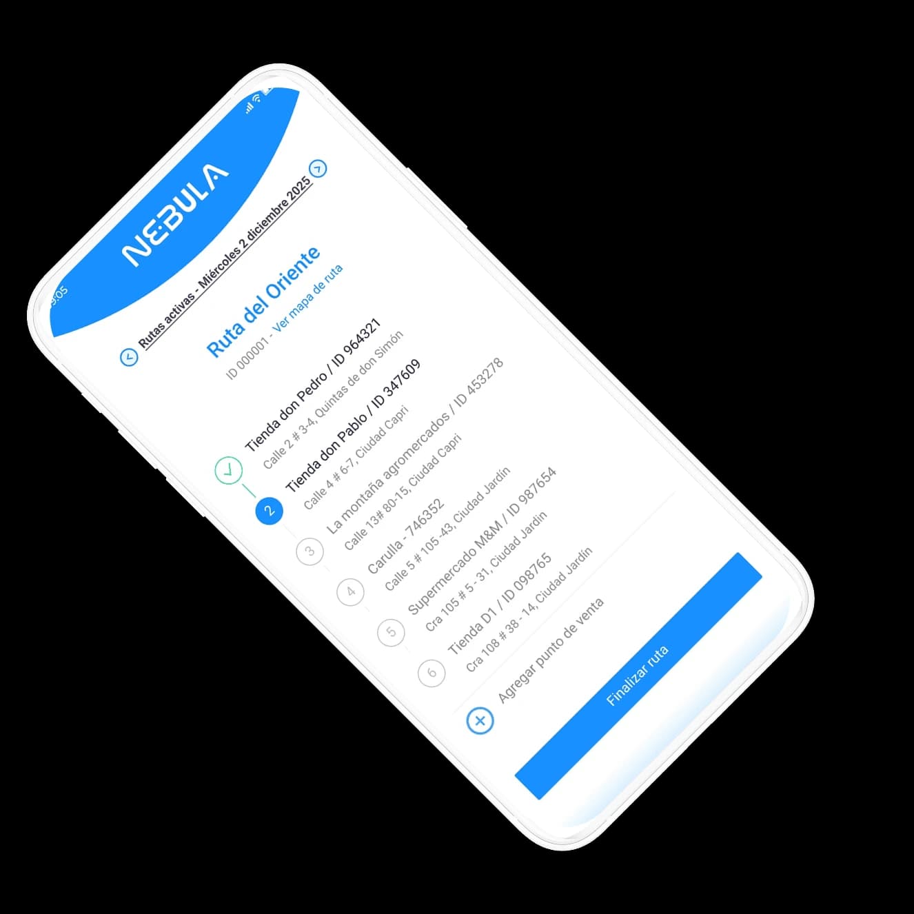 Pantalla de verificación de visita en Nebula
