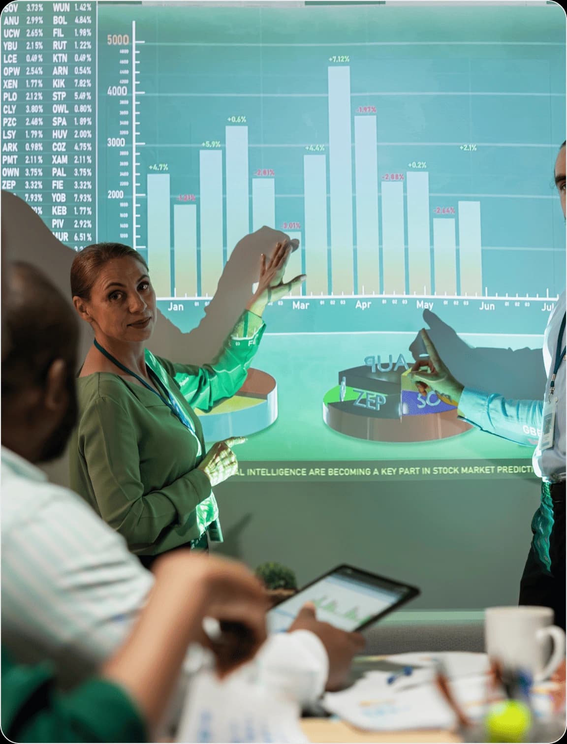 Visualización ejecutiva con gráficas, métricas y tableros de datos